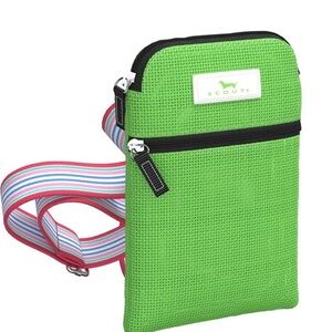Scout Green Poly Pocket Crossbody Bag with Striped Strap